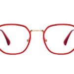 Gold Maroon Full Rim Wayfarer Eyeglasses