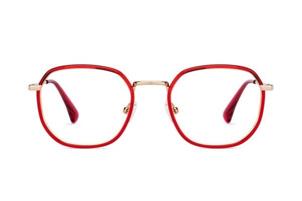 Gold Maroon Full Rim Wayfarer Eyeglasses
