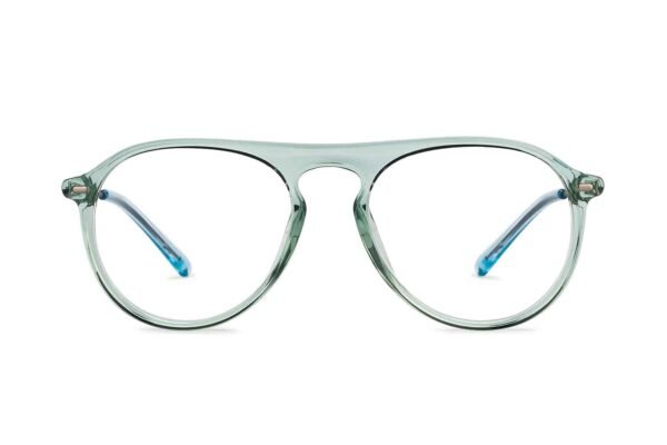 Green Transparent Full Rim Aviator Eyeglasses